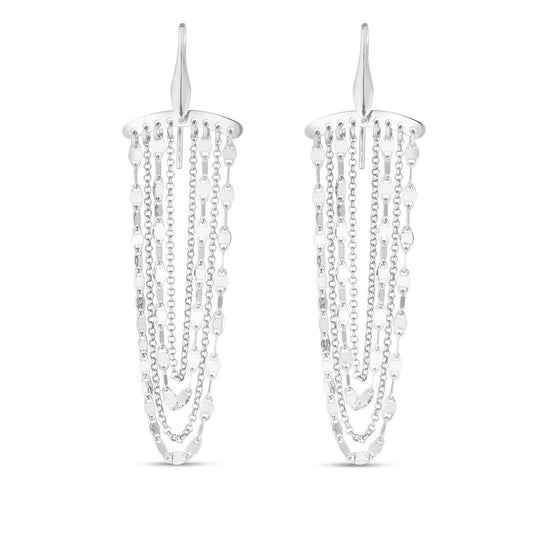 Sterling silver 925 multi strand chain drop chandelier earrings