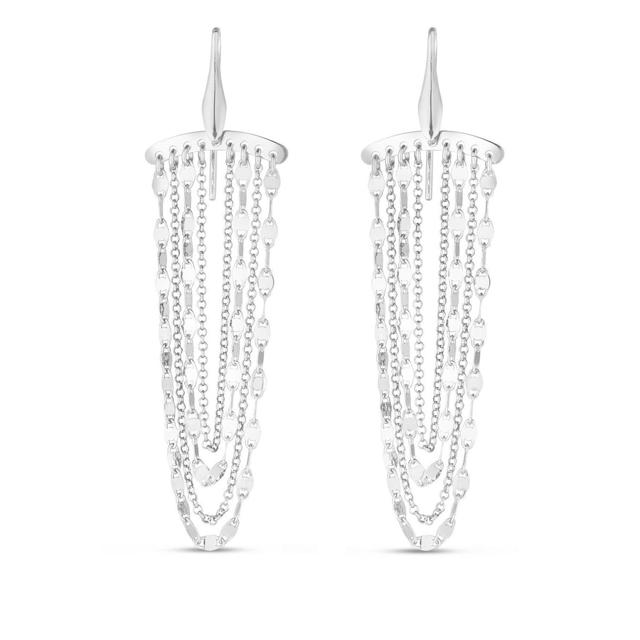 Sterling Silver Multi Strand Chain Drop Chandelier Earrings