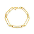 14K yellow gold elongated alternating mariner link bracelet, 7.40 mm width