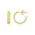 14K yellow gold slender curb chain hoop earrings with no gemstone stones