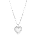 Sterling silver rhodium plated puffed heart pendant with heart shape