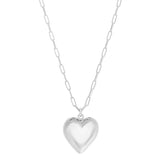 Sterling Silver Rhodium Plated Puffed Heart Pendant thumbnail 1