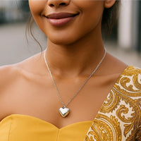 Sterling Silver Rhodium Plated Puffed Heart Pendant