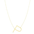 14K yellow gold initial P script pendant necklace with polished edges