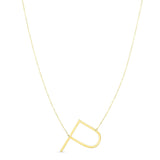14K yellow gold initial P script pendant necklace with polished edges thumbnail 1