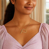 14K Yellow Gold Yours Truly Large Initial P Necklace thumbnail 3
