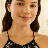 14K Yellow Gold Yours Truly Large Initial P Necklace thumbnail 4