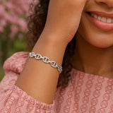 Sterling Silver Rhodium Plated Puffed Mariner Bracelet (9.00 mm) thumbnail 4