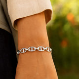 Sterling Silver Rhodium Plated Puffed Mariner Bracelet (9.00 mm) thumbnail 5
