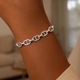 Sterling Silver Rhodium Plated Puffed Mariner Bracelet (9.00 mm) thumbnail 6