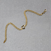 14k Yellow Gold 7 inch Curb Chain Bracelet with Heart