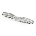 14K white gold curved wedding ring with channel-set round diamonds