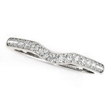 14K white gold curved wedding ring with channel-set round diamonds thumbnail 1