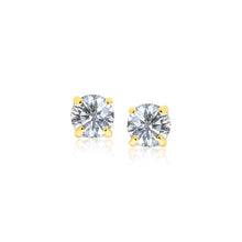 Load image into Gallery viewer, 14k Yellow Gold Stud Earrings with White Hue Faceted Cubic Zirconia(5mm)