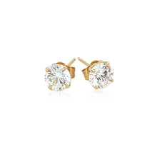 Load image into Gallery viewer, 14k Yellow Gold Stud Earrings with White Hue Faceted Cubic Zirconia(5mm)