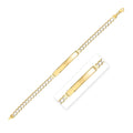 14K yellow gold curb ID bracelet with pave-set stones, 6.00 mm width