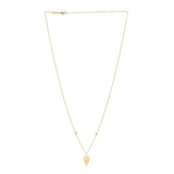 14K Yellow Gold Elongated Heart and Bead Station Necklace thumbnail 2