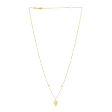 14K Yellow Gold Elongated Heart and Bead Station Necklace