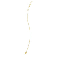 14K Yellow Gold Elongated Heart and Bead Station Necklace