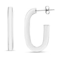 925 sterling silver oval link C hoop earrings with polished thick-link design