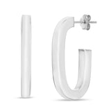Sterling Silver Thick Oval Link C Hoop Earrings thumbnail 2