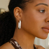 Sterling Silver Thick Oval Link C Hoop Earrings thumbnail 4
