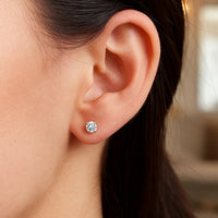 14k White Gold 4mm Faceted White Cubic Zirconia Stud Earrings(4mm)
