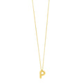 14K yellow gold initial P pendant with polished letterform and fixed bail