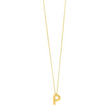 14K yellow gold initial P pendant with polished letterform and fixed bail thumbnail 1