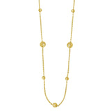 14K yellow gold alternating bead chain necklace with no gemstones thumbnail 1