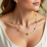 Alternating Bead Chain Necklace in 14K Yellow Gold thumbnail 4