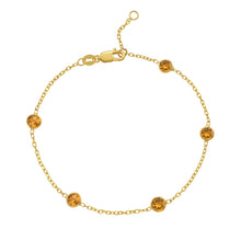 14K Yellow Gold Citrine Station Bracelet