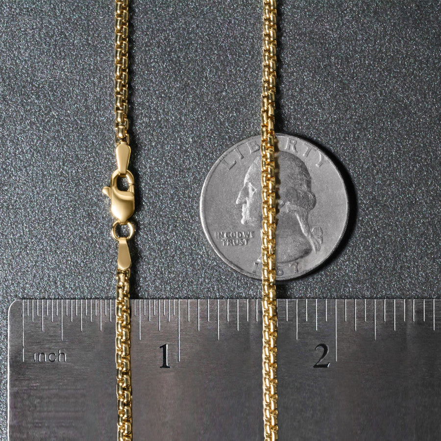 14k Yellow Gold Solid Round Box Chain 2.5 mm