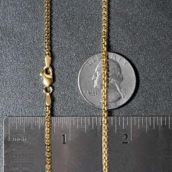 14k Yellow Gold Solid Round Box Chain 2.5 mm