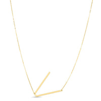 14K Yellow Gold Yours Truly Large Initial V Necklace