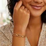 14k Yellow Gold 7 1/2 inch Bombay Paperclip Chain Bracelet (7.00 mm) thumbnail 2