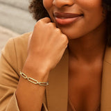 14k Yellow Gold 7 1/2 inch Bombay Paperclip Chain Bracelet (7.00 mm) thumbnail 3