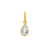 14K yellow gold pear charm pendant with polished drop shape and fixed bail thumbnail 1