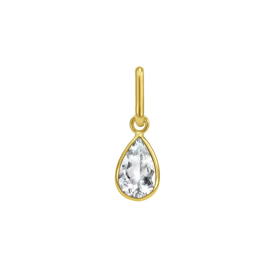 14K yellow gold pear charm pendant with polished drop shape and fixed bail
