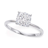 10K white gold ring with one cushion diamond stone in solitaire setting thumbnail 1