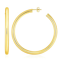 14k Yellow Gold Polished Hoop Earrings(4x50mm)