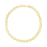 14k Yellow Gold High Polish Textured Puffed Oval Link Bracelet  (3.80 mm) thumbnail 2