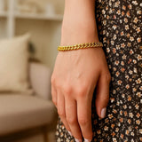 14K Yellow Gold Petite Faceted Cuban Link Chain Bracelet (4.50 mm) thumbnail 4