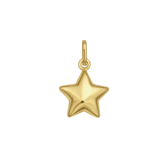 14K yellow gold polished five-point star charm pendant with fused bail