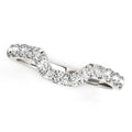 14K white gold curved ring with pavé round diamond stones
