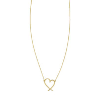14K Yellow Gold Delicate Heart Necklace