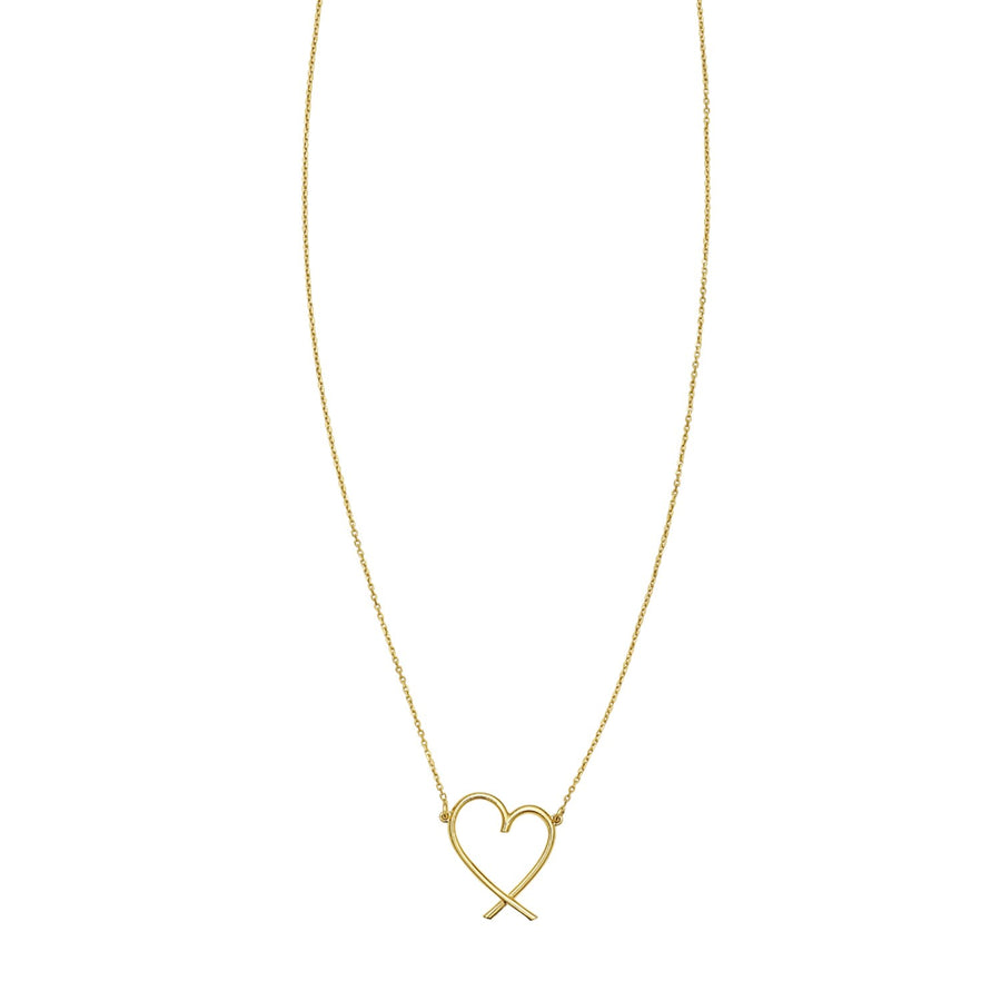 14K Yellow Gold Delicate Heart Necklace