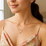 14K Yellow Gold Delicate Heart Necklace thumbnail 4