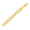 10K yellow gold solid Figaro chain bracelet, 7.90 mm width