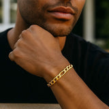 10k Yellow Gold Solid Figaro Bracelet (7.90 mm) thumbnail 3